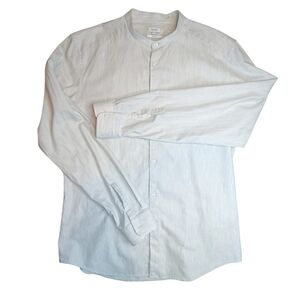 Reiss Classic Light Grey Long Sleeve Cotton Poplin Buttondown Shirt XL Slim Fit
